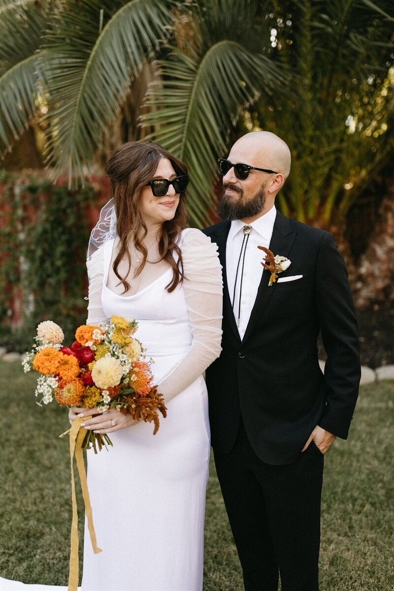 Los Angeles wedding couple wearing sunglasses