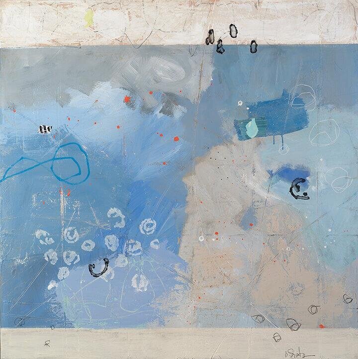 Abstract painting with shades of blue
