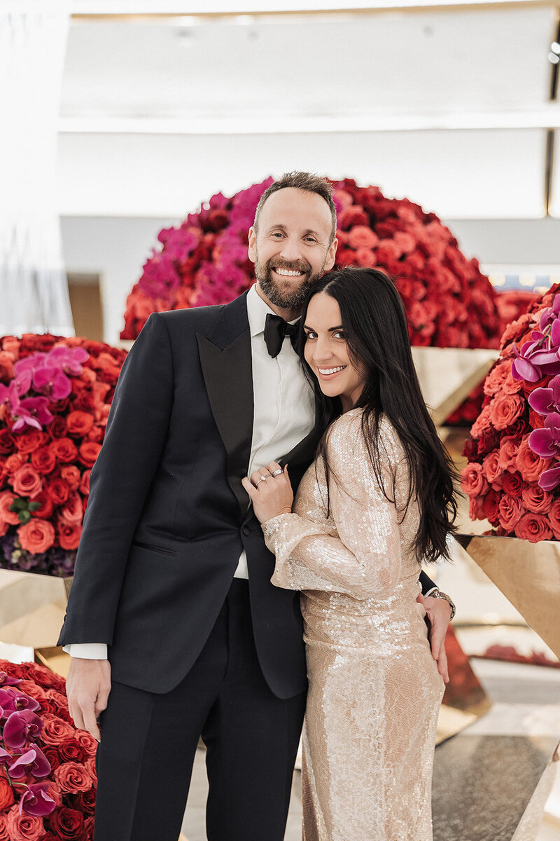 couple embraces after las vegas elopement ceremony