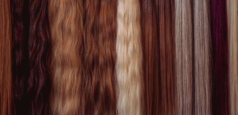 Clip-in hair extension color swatches for bridal hairstyling by Las Vegas wedding hairstylist