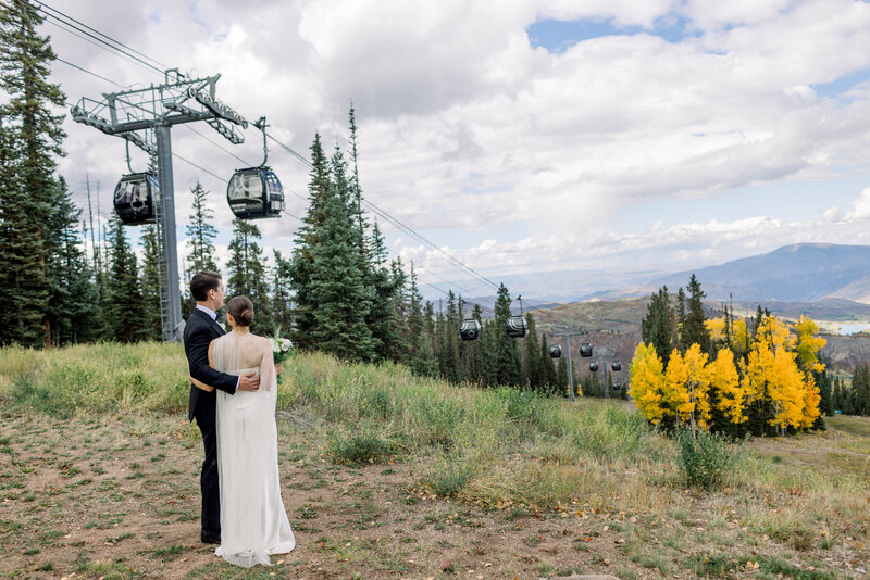 Older Couple dancing on dance floor at aspen wedding