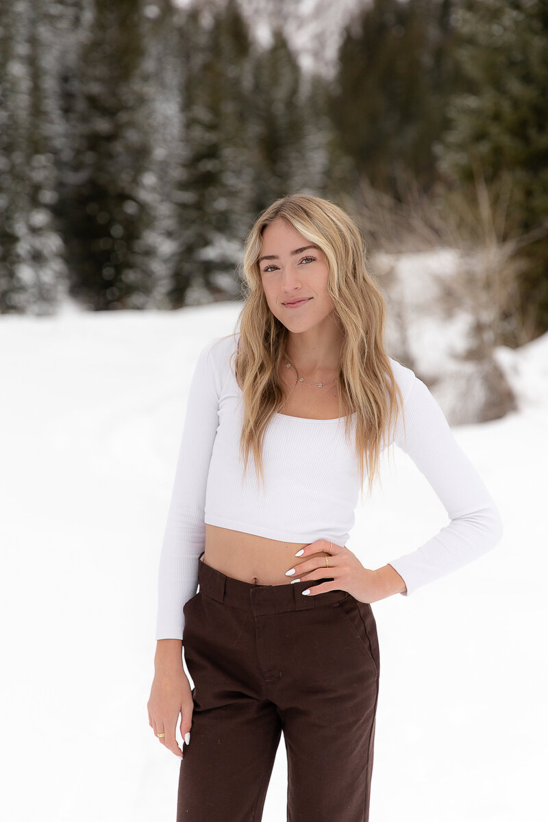 Top Best family photographer in Utah Family High School Senior Children's Photographer Light and airy salt Lake city area photo session mountain views snow pine trees trail_Jordan Pines Big Cottonwood Canyon--2