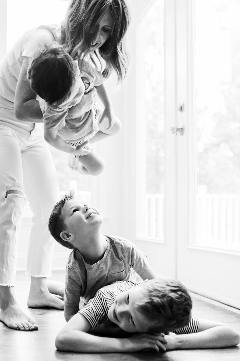 mom playing with boys