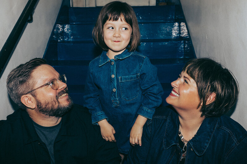 Portrait of a birminghgam photographer and her husband and daughter