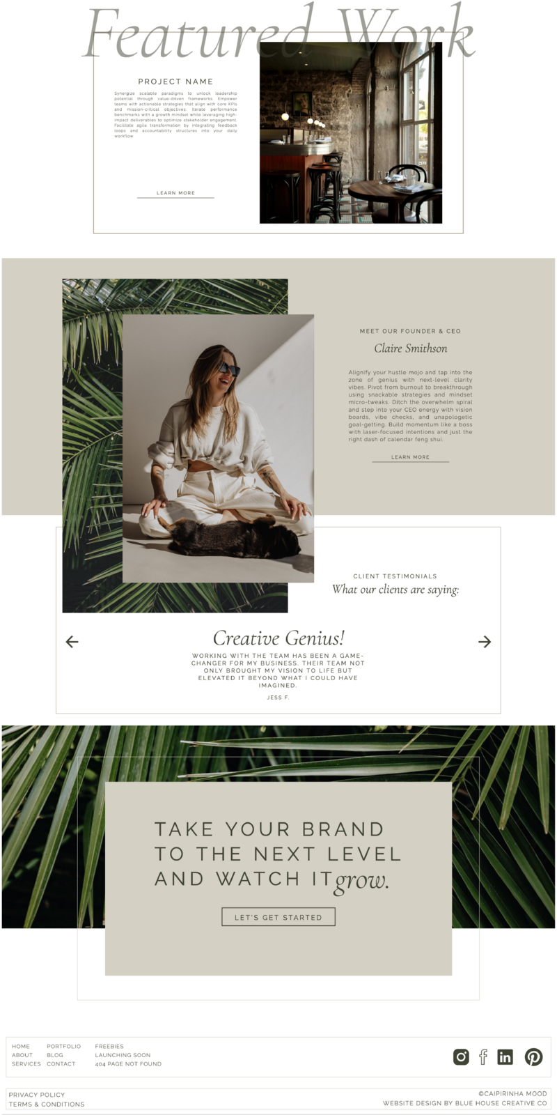 The Caipirinha Mood Website Template is the perfect website template for marketing agencies, virtual assistants, social media manager, designers, artists and other creative service providers. This is a fully customizable SHOWIT template designed to engage your target audience and get you more clients.
