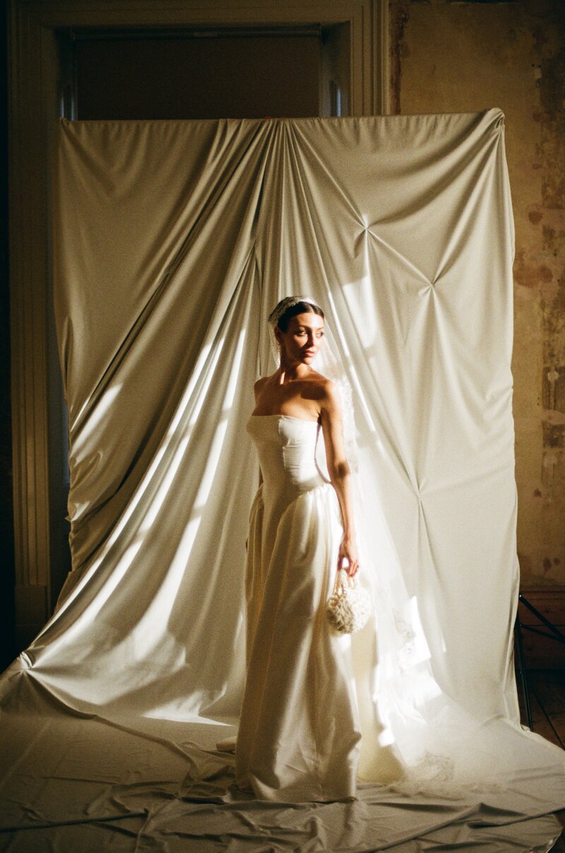 bride holding hands together