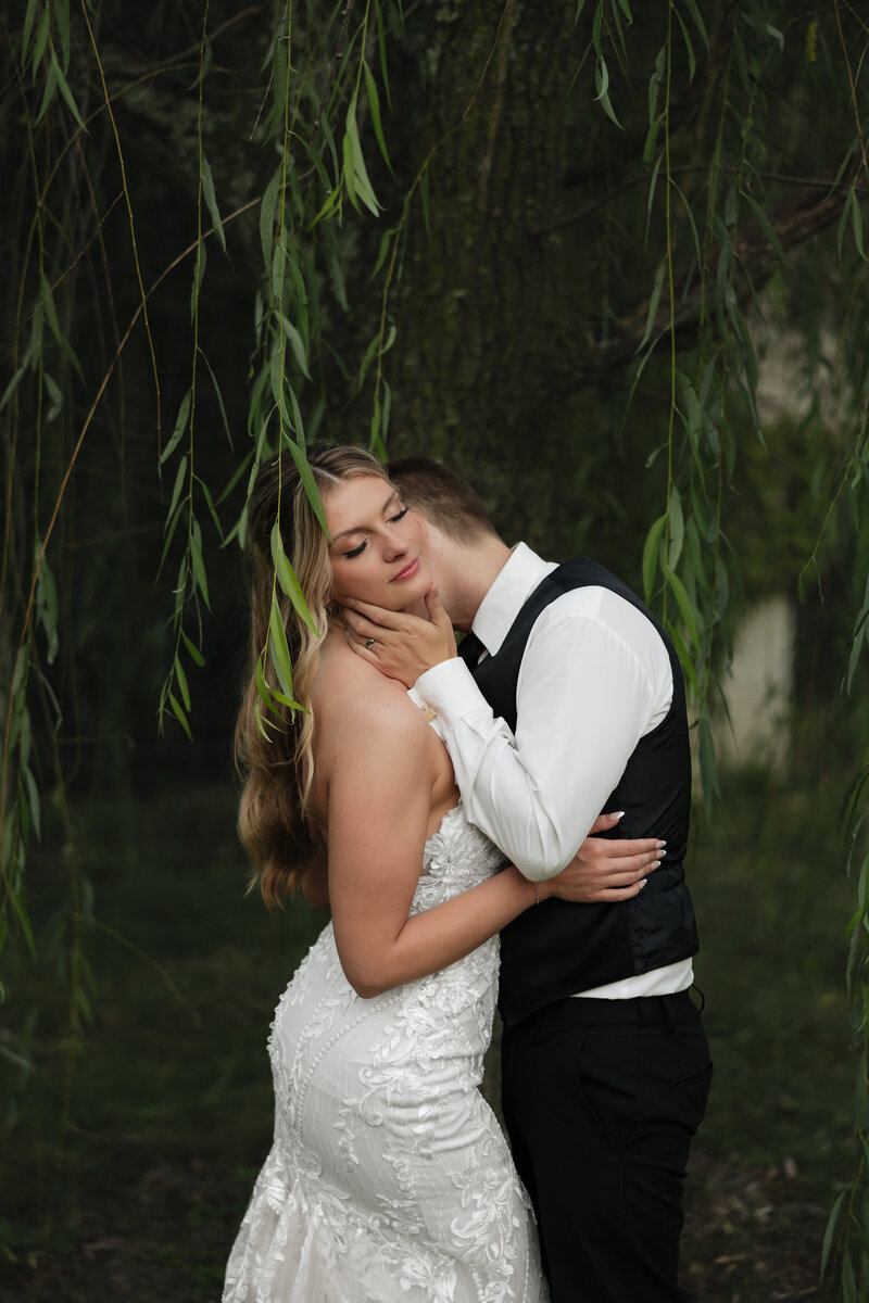 Willow tree wedding portraits at Haseltine Estate