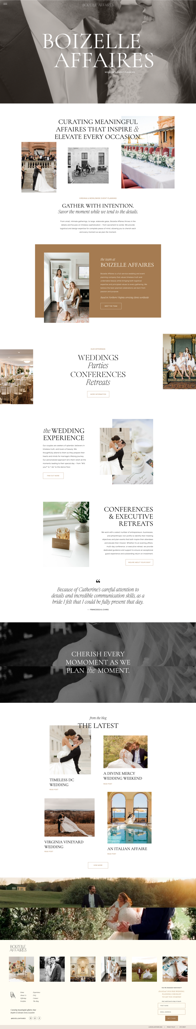 a mockup showing a neutral and elegant wedding planner website