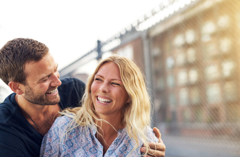 Young happy couple smiling 