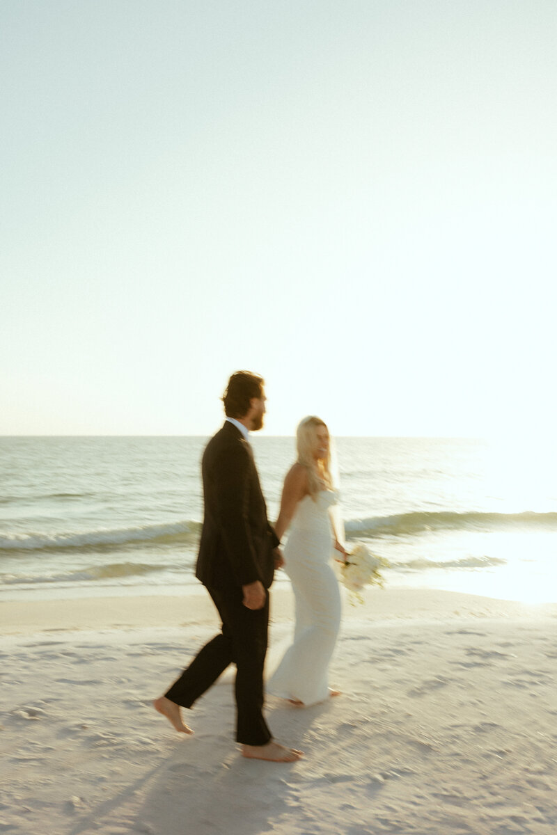 bride and groom walking together