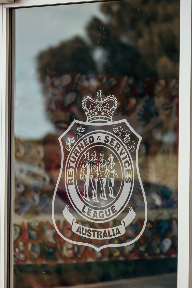 Warrnambool RSL Leage logo on door to venue