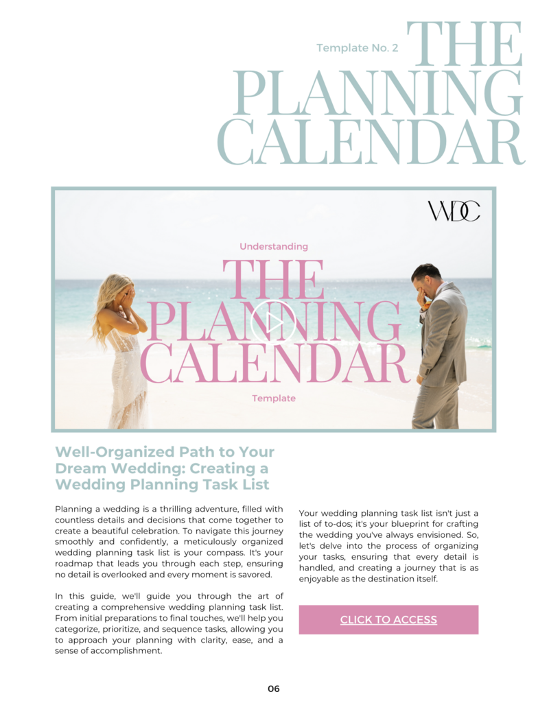 Planning Calendar Instructions Opening Page