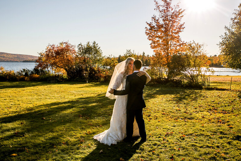 Bride and Groom dancing outside | Maine Wedding Photography