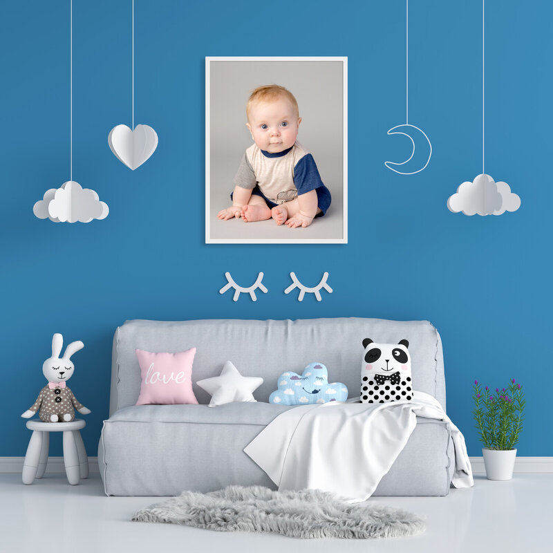 framed portrait of a baby boy