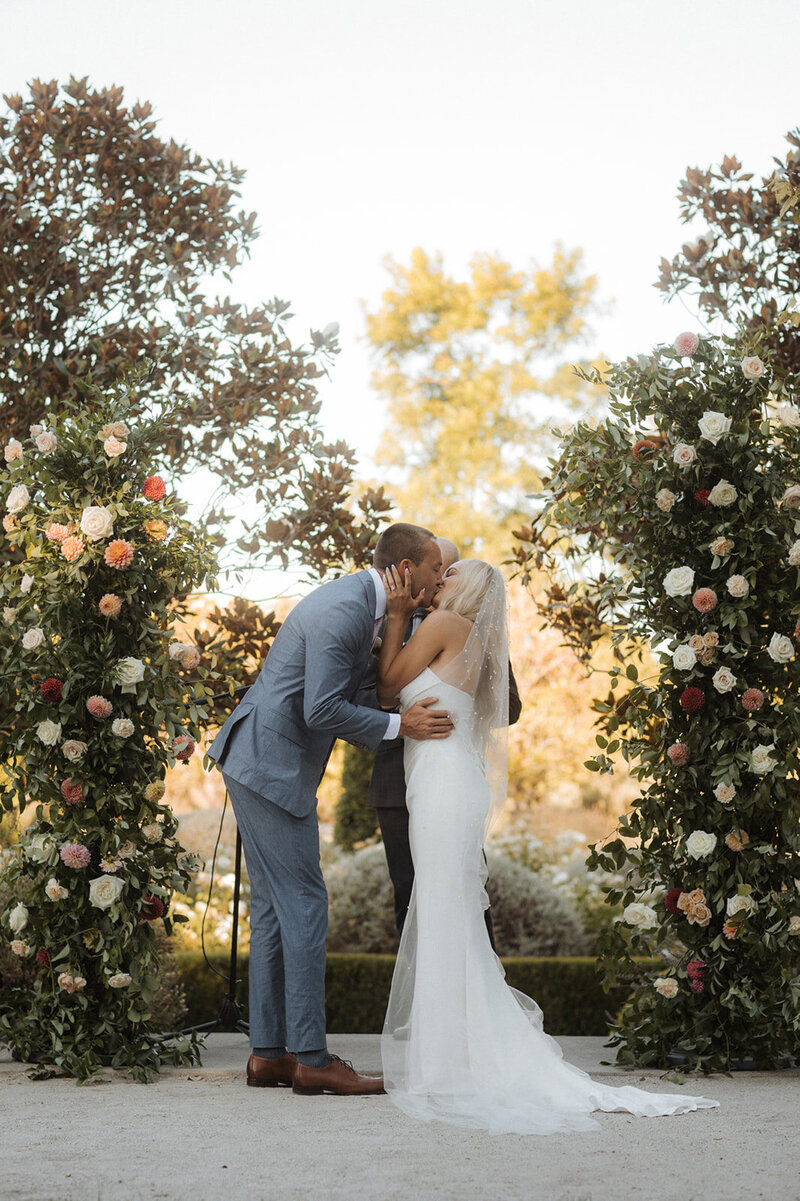 Ceremony at Park Winters colorful wedding arch