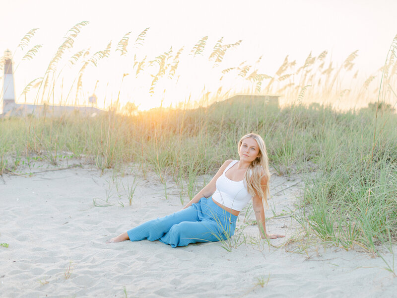 Flower Field Golden Hour Charleston Senior Photo