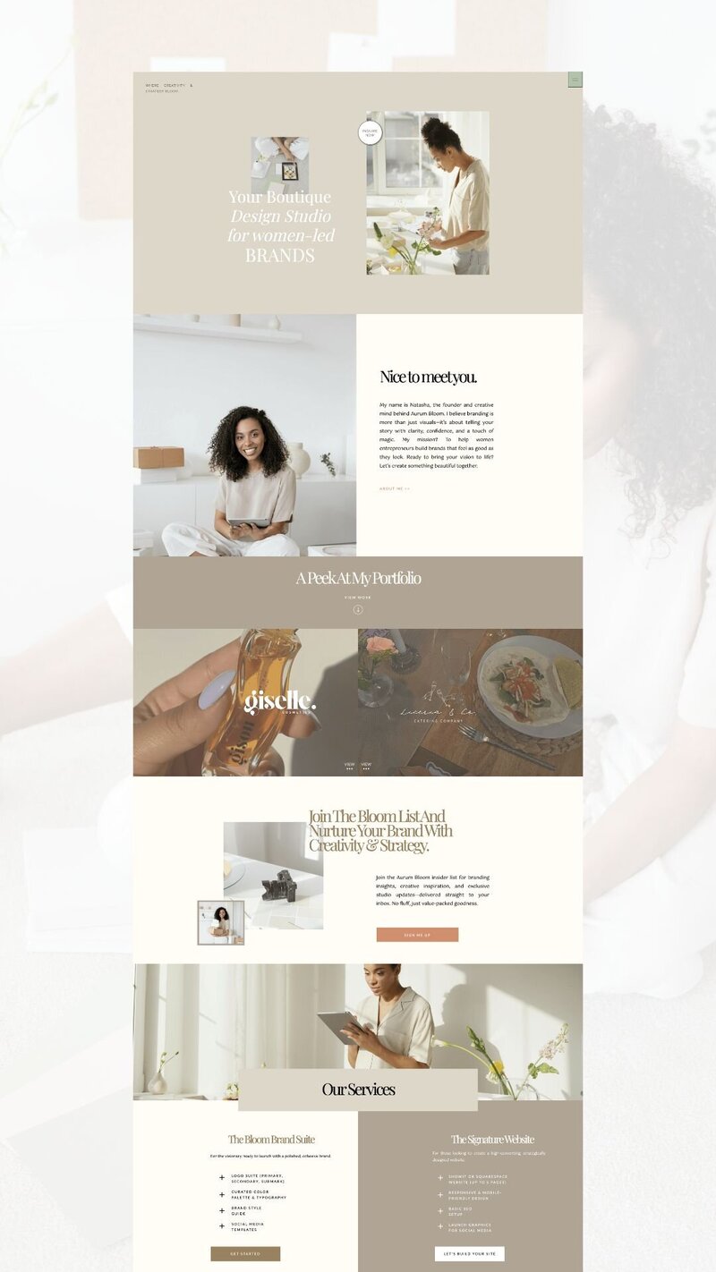 brand and website design for minimal creative design studio and boutique agency, women business owner and entrepreneur