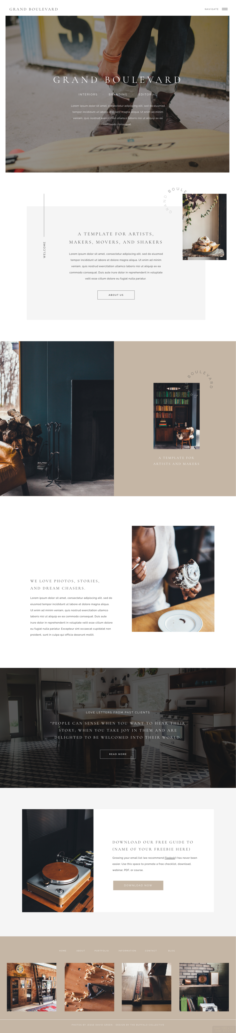 Bayview Showit website template styled for modern photographers and creative brands