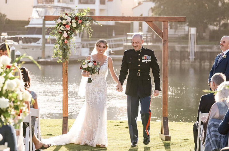 Event venue couple on the waterfront after ceremony