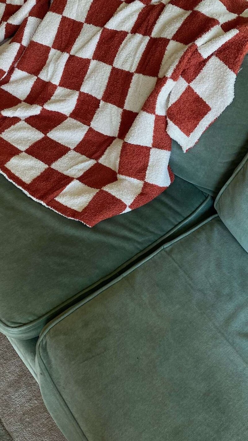Couch with blanket
