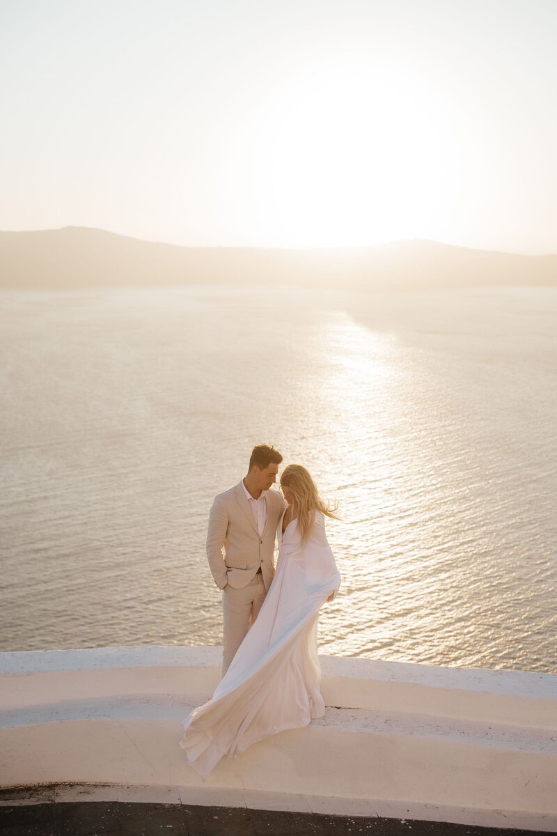 Skaros Rock Santorini, Greece Bride and Groom