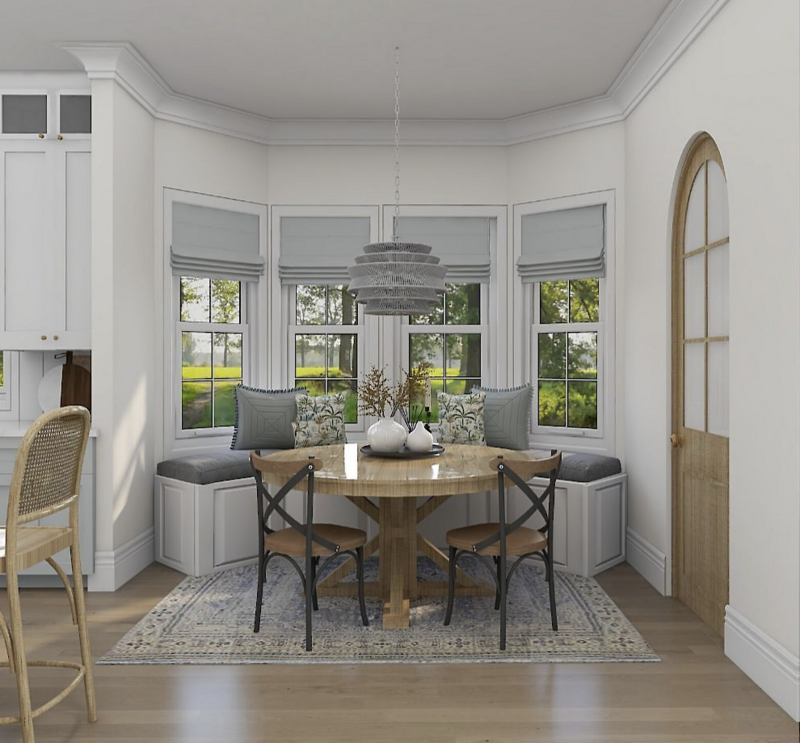 built-in breakfast nook design by Gracious Home Interiors