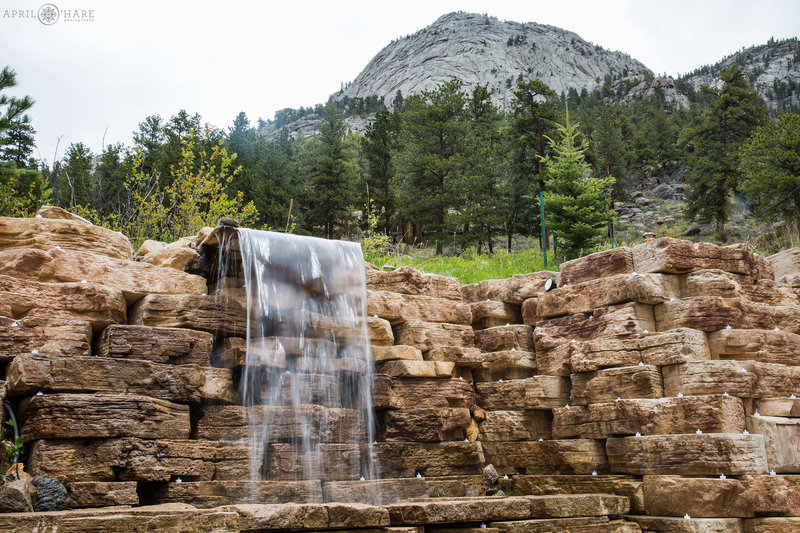 Water feature with mountain view at Della Terra Mountain Chateau in Estes Park