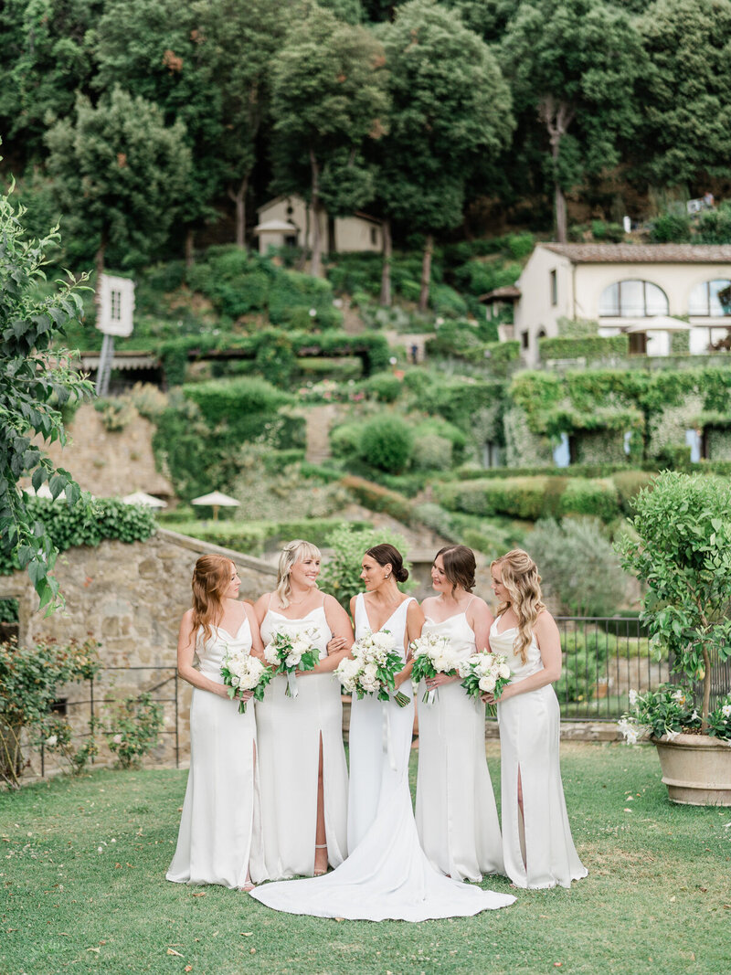 Bride and bridesmaids at Villa San Michele