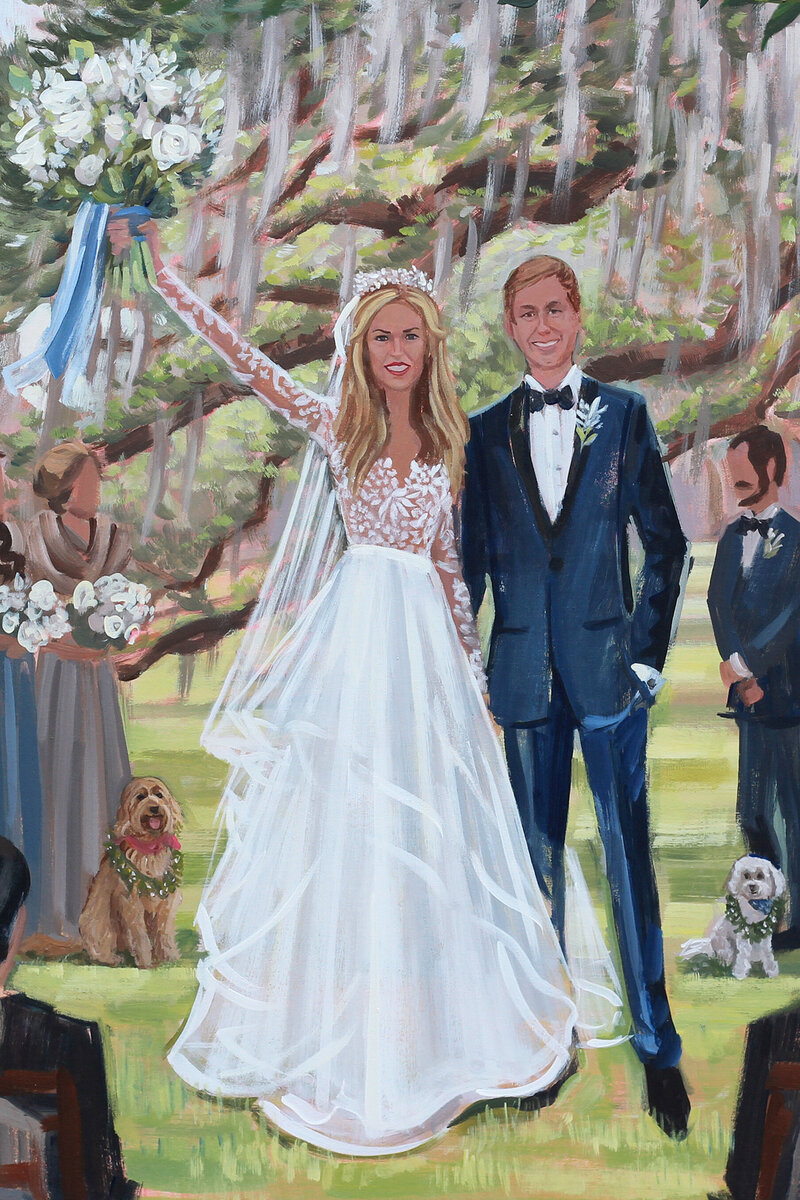 Live Wedding Paintings by Ben Keys | Hudson and Jason, Boone Hall, detail