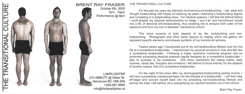 Brent Ray Fraser Transitional Culture Performance Invite October 6, 2005