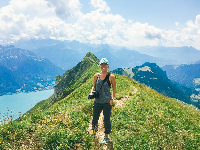woman on mountain hiking