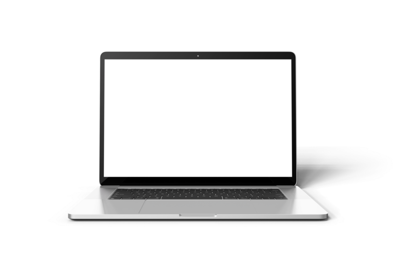 Image of an open laptop with moving slideshow images from the Podcast For Growth free workshop where you can learn how podcasting works to make money online