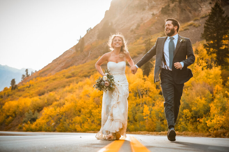 Destination wedding photographer Light Shifter Studios photographs a bride and groom in Alta, Utah 