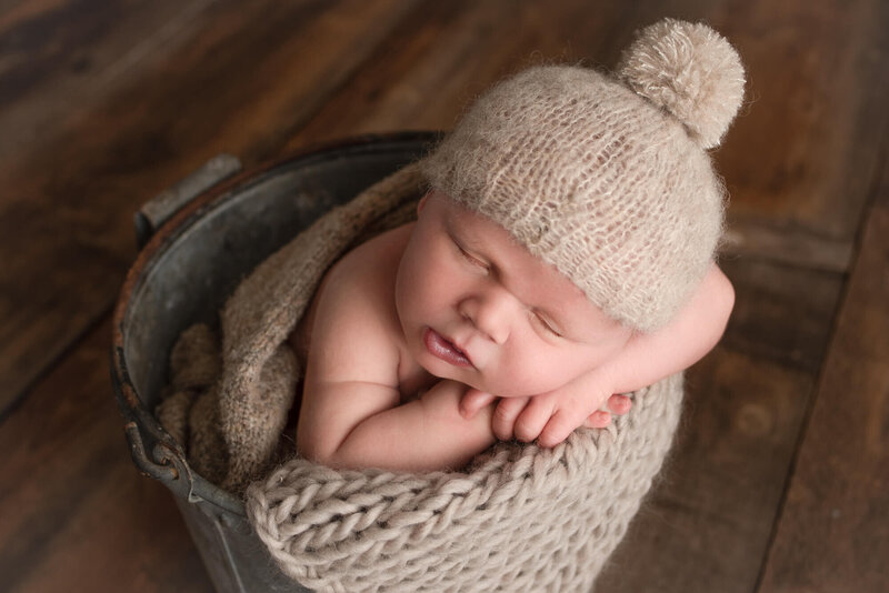 Fond du Lac Newborn photo baby in studio with hat | Glory Be Photo by Tara Bos