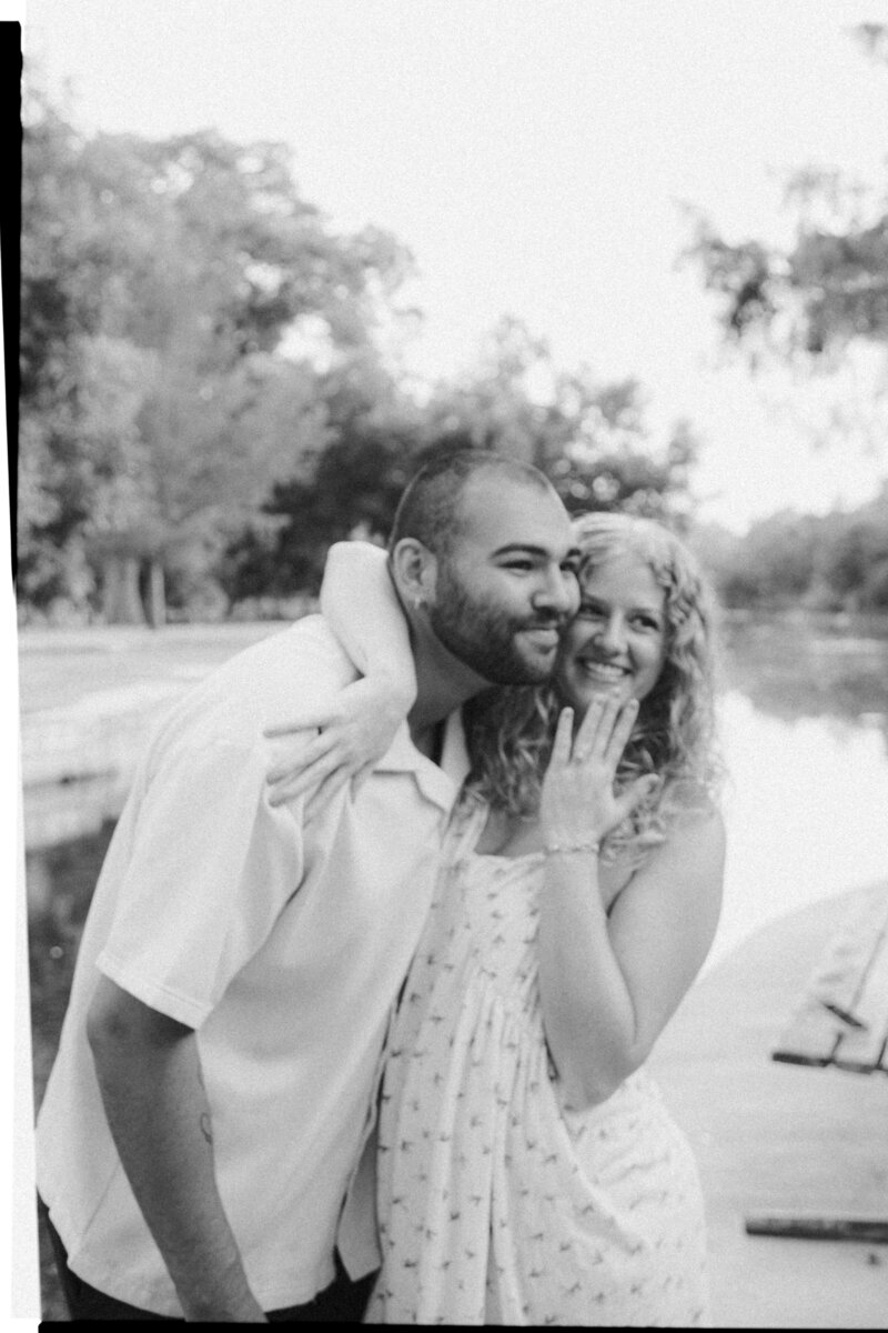 Engaged photographer right after getting proposed to in New Braunfels, TX