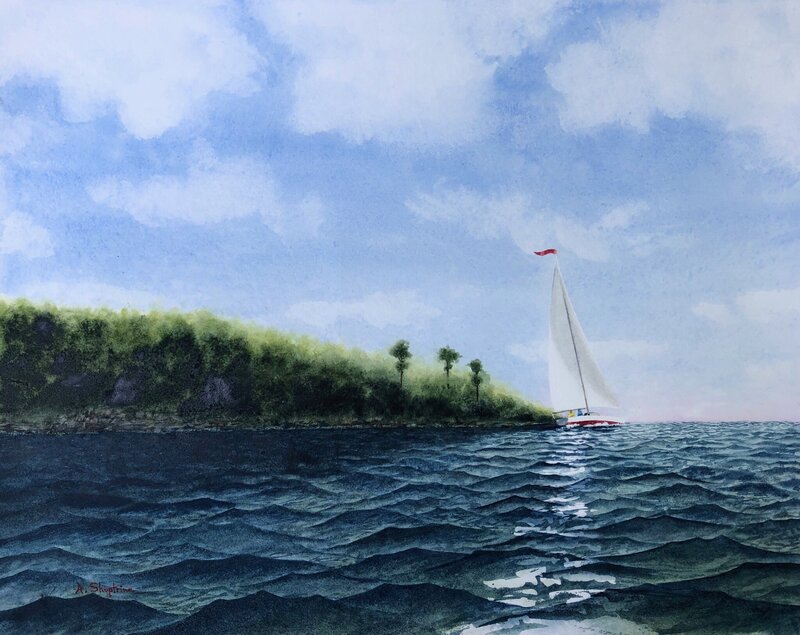 Tacking the Point by Alan Shuptrine, talented Chattanooga Watercolor Artist