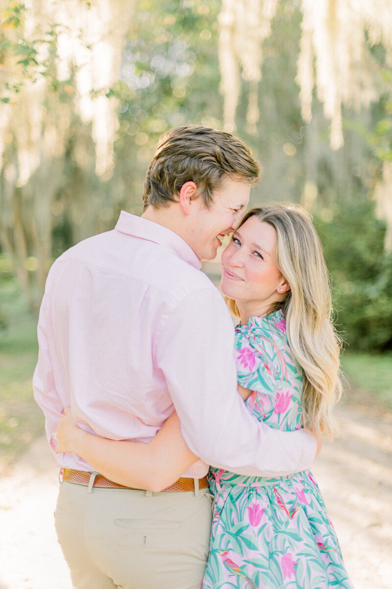 Couple Cuddling at Cypress Gardens in Charleston.