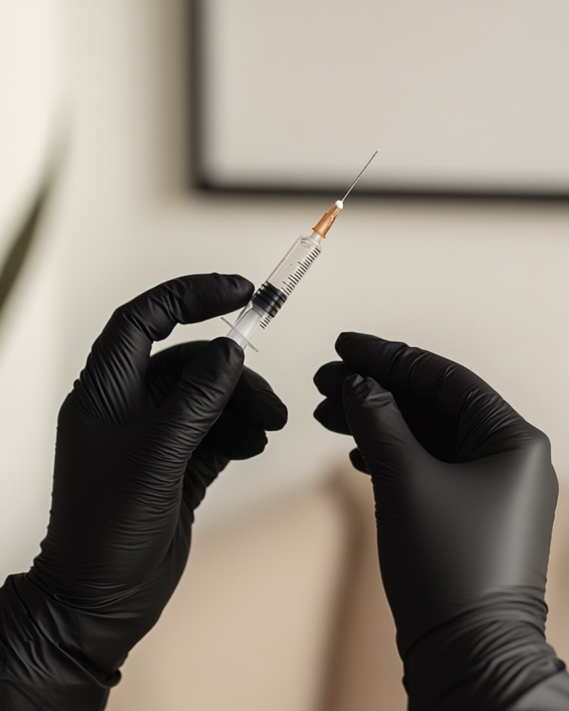 Close-up of Botox being administered in Markham by a certified injector to smooth fine lines and prevent wrinkles.