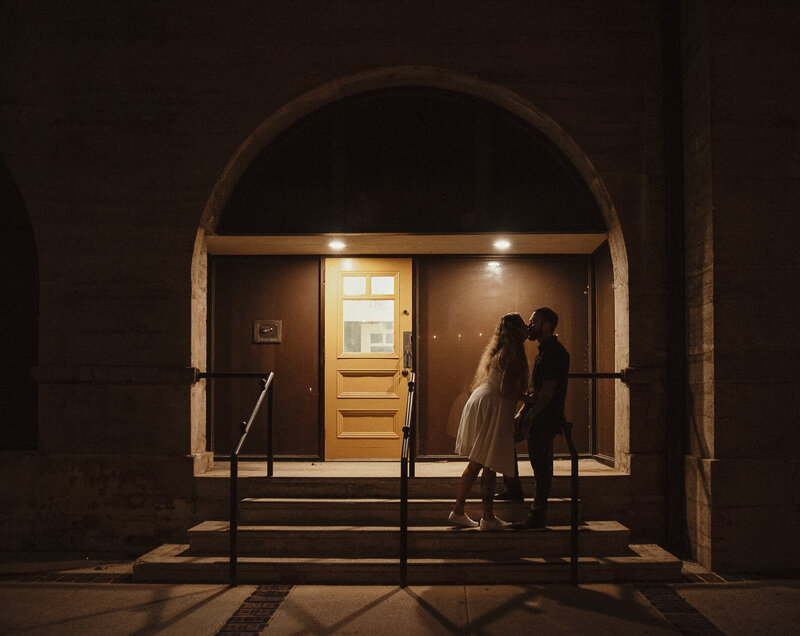 downtown Saint Augustine engagement photos at night