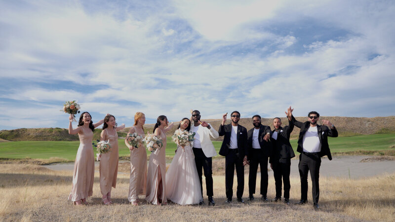 wedding party cheers