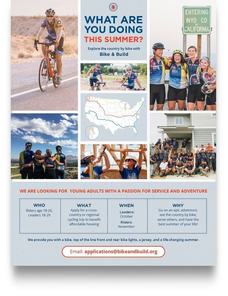 Flyer design with images of people riding bikes