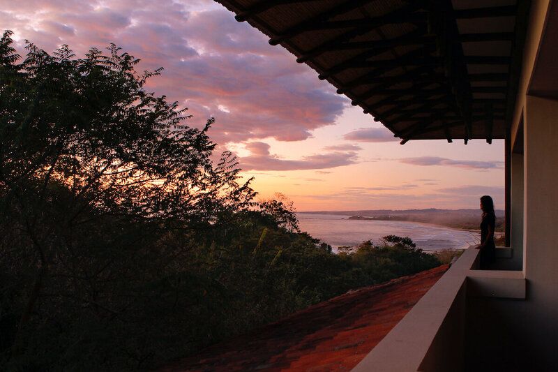 outside terrace with sunset ocean view room blue spirit costa rica