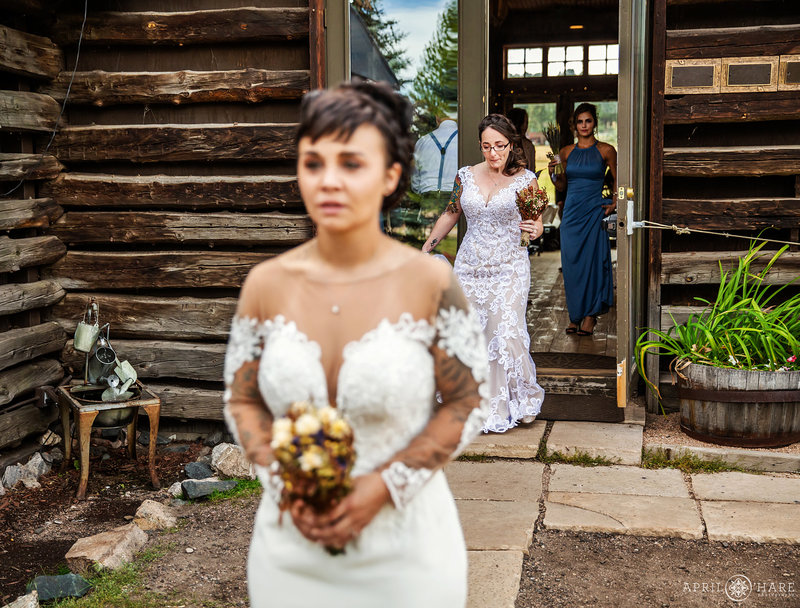 First Look at The Barn at Evergreen Memorial Park wedding photography