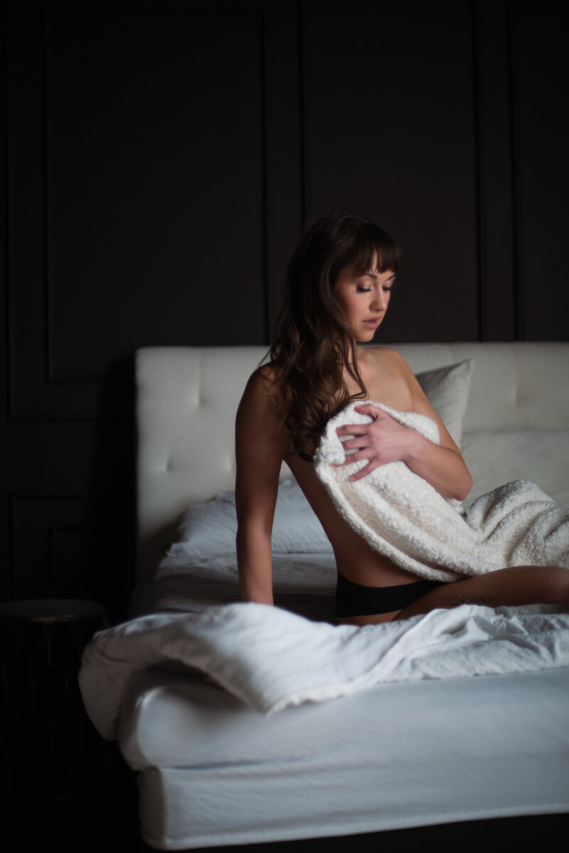 Options for outfits and styles during a boudoir photoshoot.
