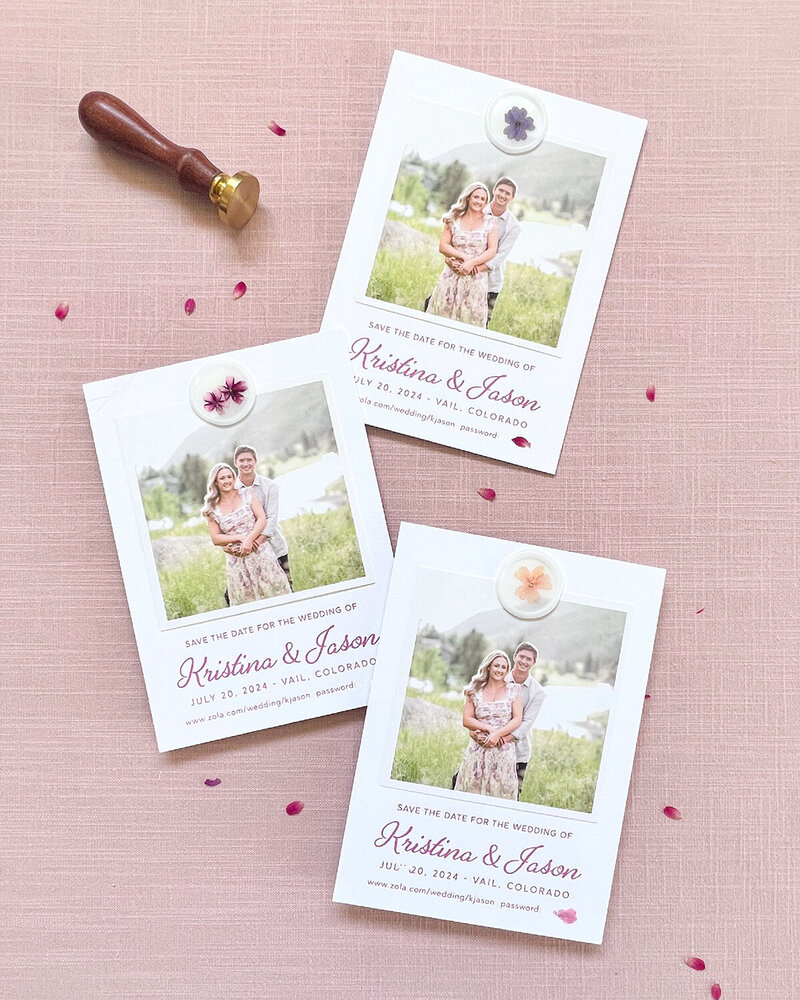 Pressed flower Save the Date Cards