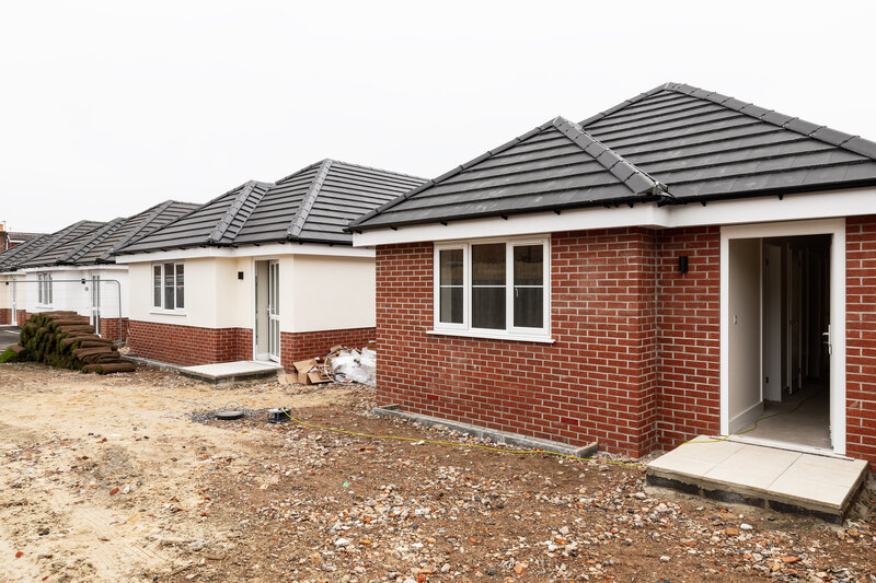 Exterior of home construction with brick