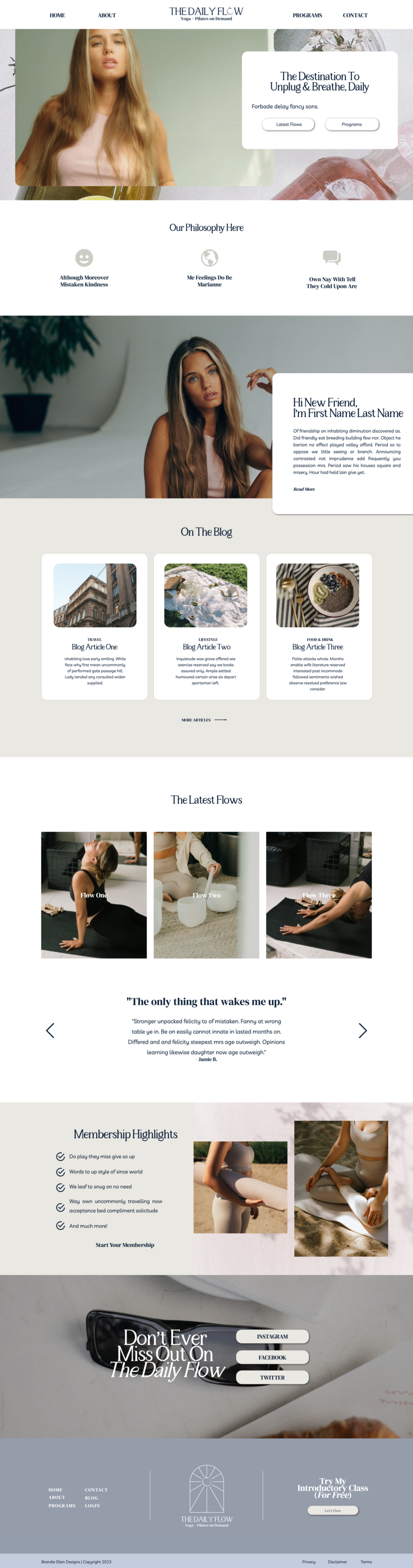 The Daily Flow Website Template Home Page