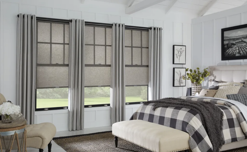 Grey indoor drapes