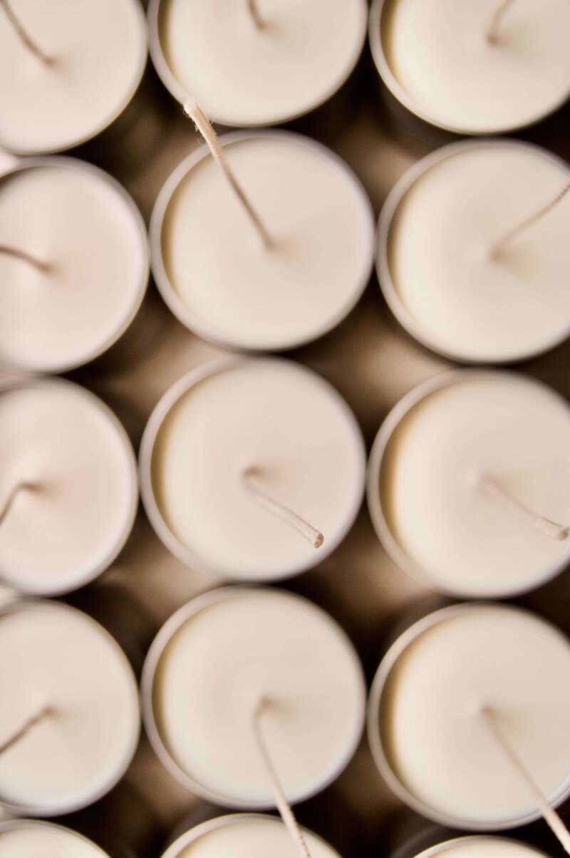 set of white candles and  spikes