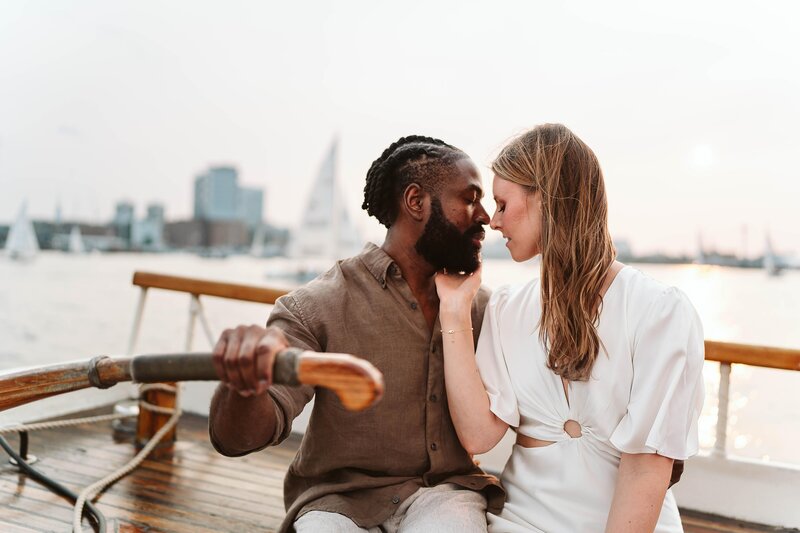 Boston Harbor Christopher Columbus Waterfront Park Fan Pier Park Wedding Photographer Sailboat Elopement